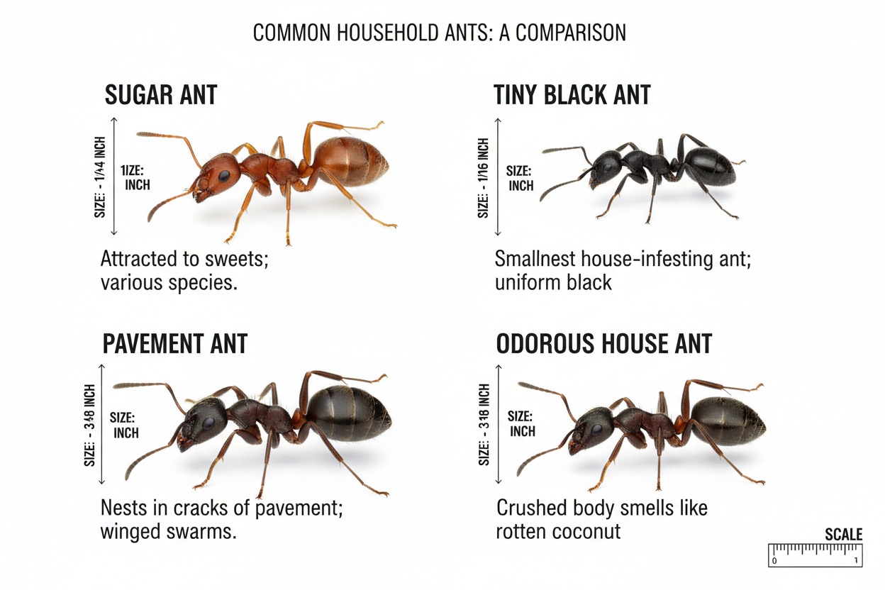 types of ants in kitchen comparison chart sugar ants tiny black ants