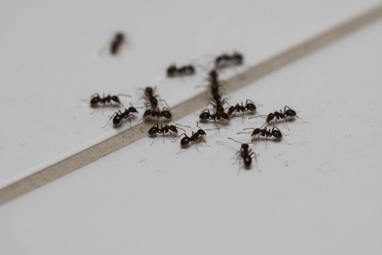 how to get rid of tiny black ants in kitchen on white tile