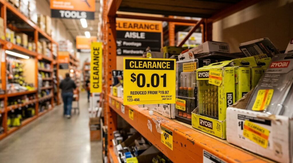 how to find penny items at home depot clearance shelf with penny price tag