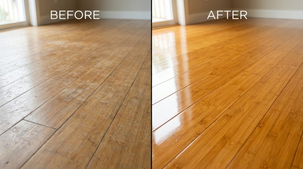 how can I make my bamboo floor look new again before and after polish