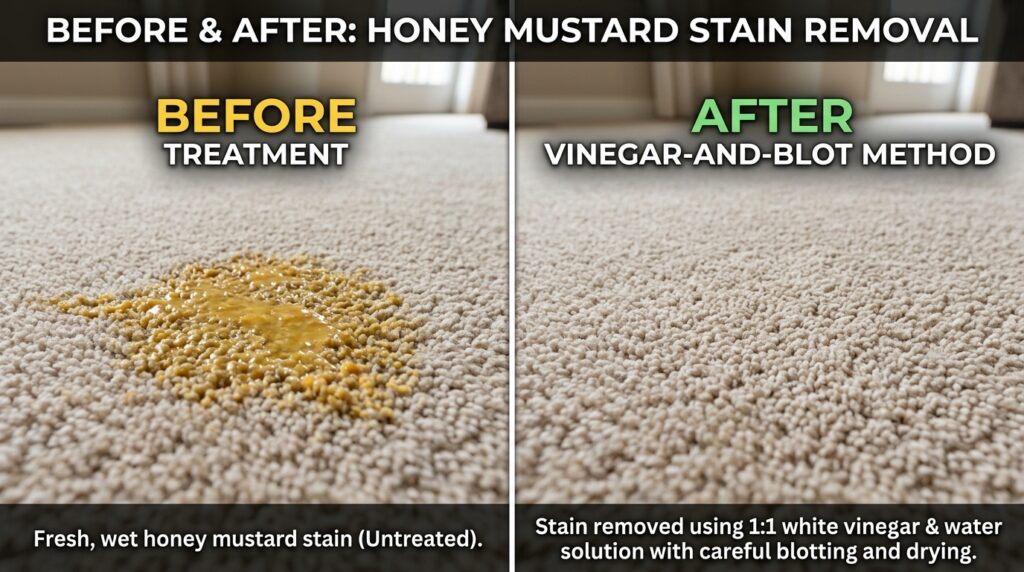 How to remove honey mustard stain from carpet before and after treatment