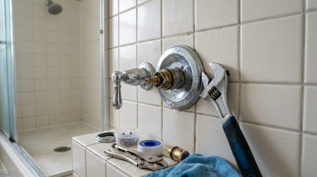 how to fix a leaky shower head with two handles - two handle shower valve repair
