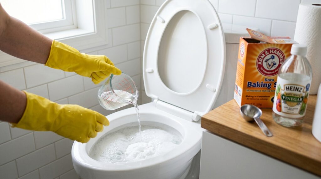 Unclog TOILET WITH Baking Soda and Vinegar