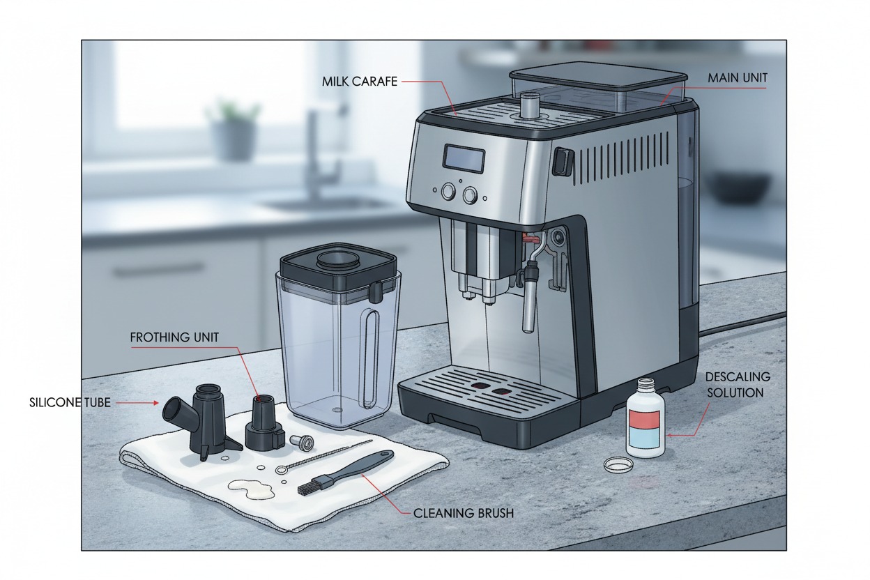how to clean Breville One Touch coffee machine milk system