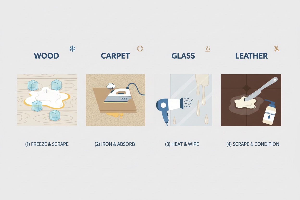 How to remove candle wax from wood, carpet, glass, and leather - surface comparison guide