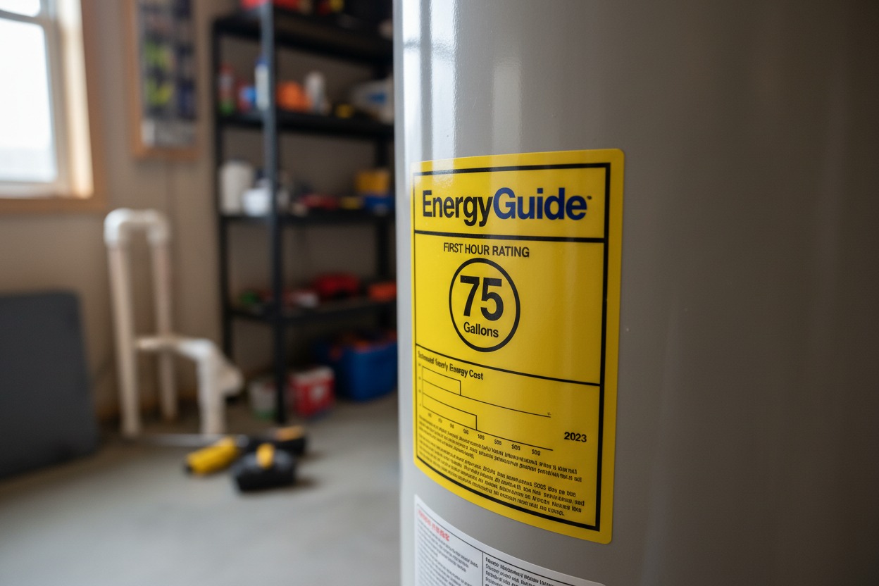 water heater first hour rating energy guide label