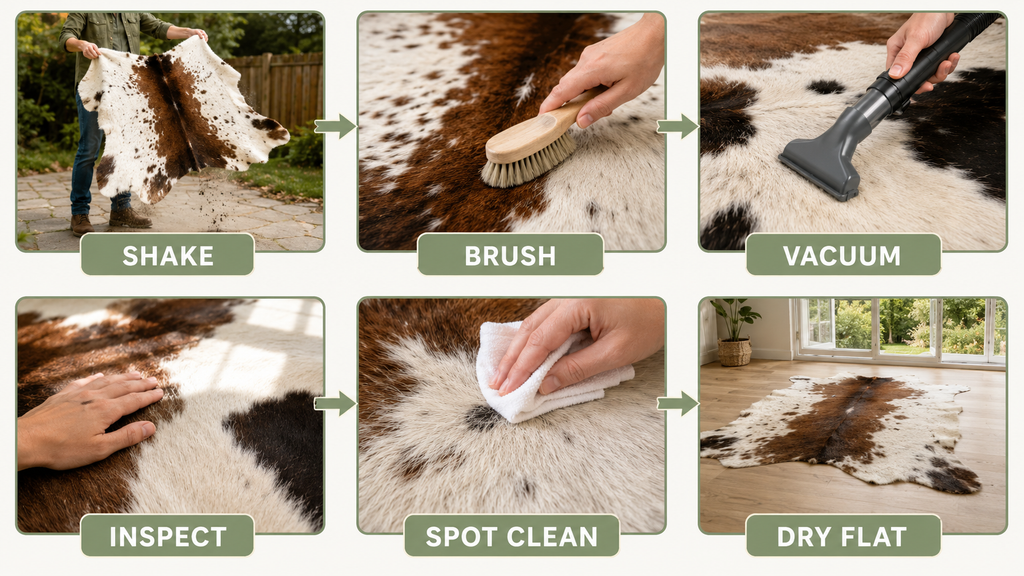 how to clean a cowhide rug in six gentle steps