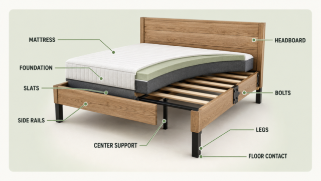 Common places that cause a bed to squeak when someone moves