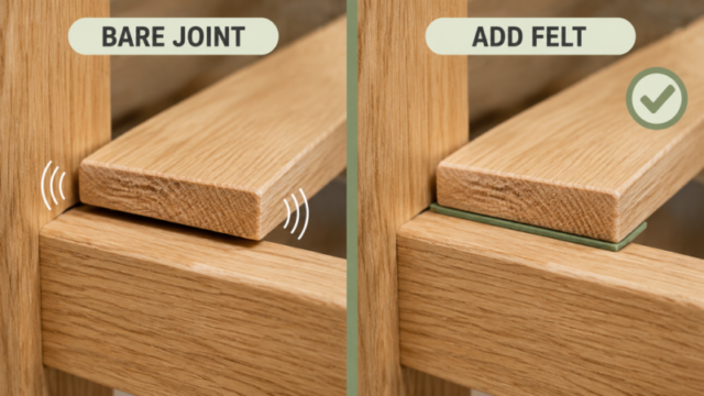 Adding felt between wooden bed slats and rails to stop squeaking