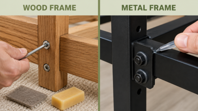 Comparing repairs for squeaky wooden and metal bed frames