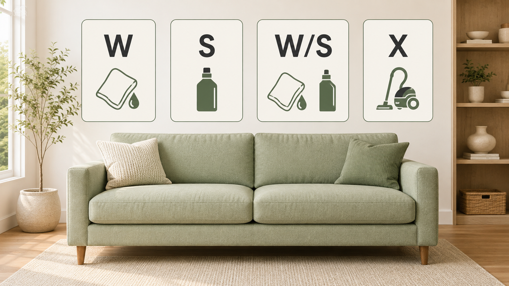 Upholstery cleaning codes to check before treating a tea stain