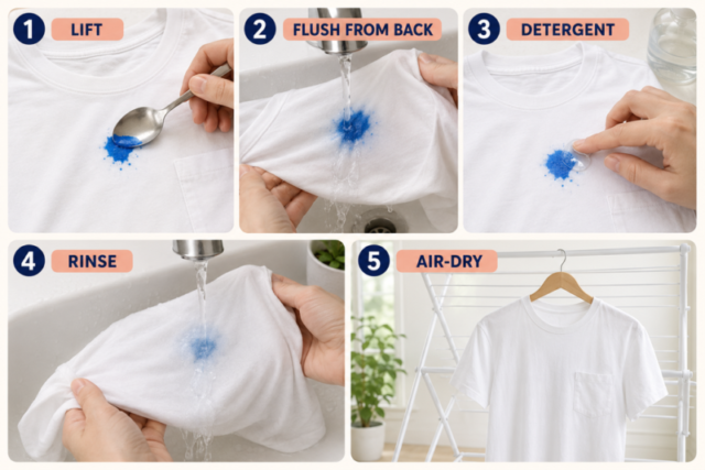 How to remove acrylic paint from clothes while the paint is still wet.