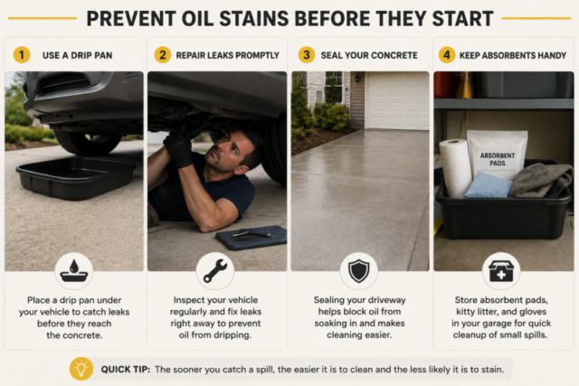 Ways to prevent motor-oil stains on a driveway