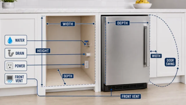 Measurements needed before installing a 15-inch ice maker