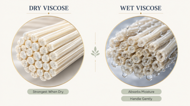 Comparison of dry and wet viscose rug fibers