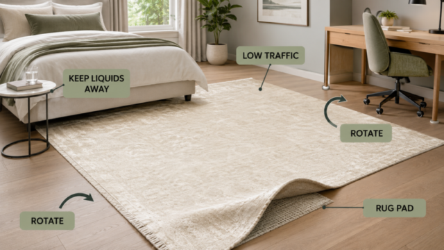 Ways to protect a viscose rug from stains and uneven wear