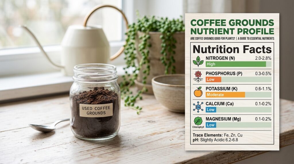 Are coffee grounds good for plants nutrient content chart