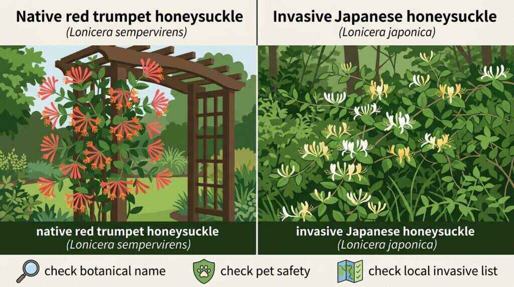 native versus invasive honeysuckle and flower safety checklist