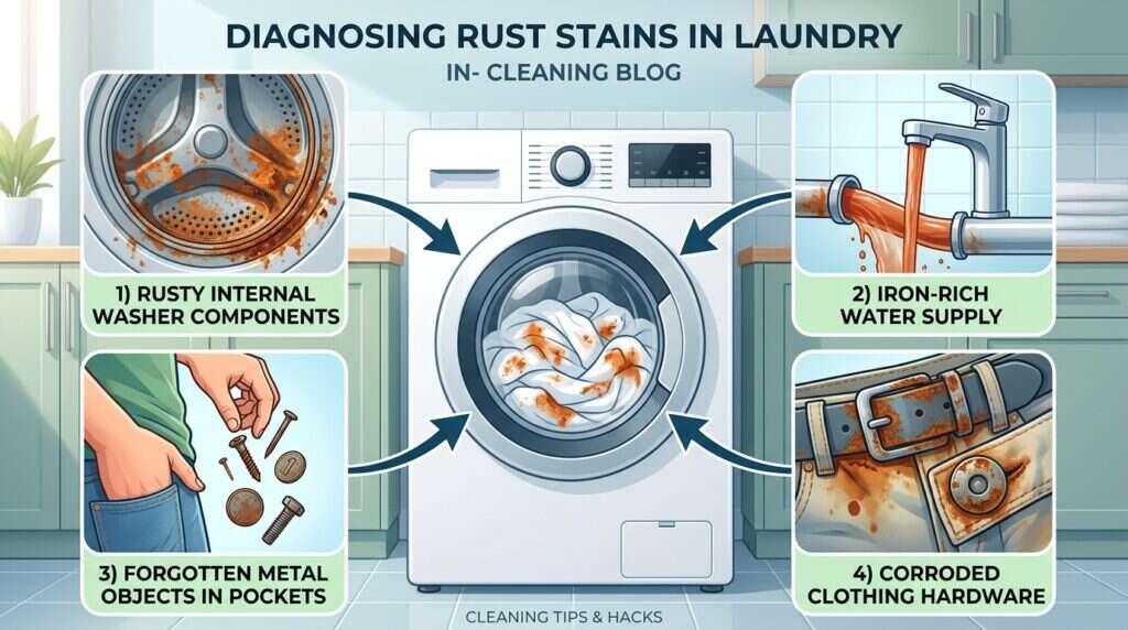 Causes of rust stains on clothes after washing