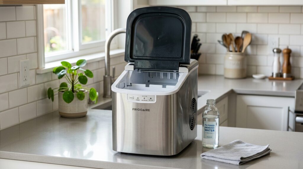 Air drying a Frigidaire ice maker after cleaning to prevent mold growth