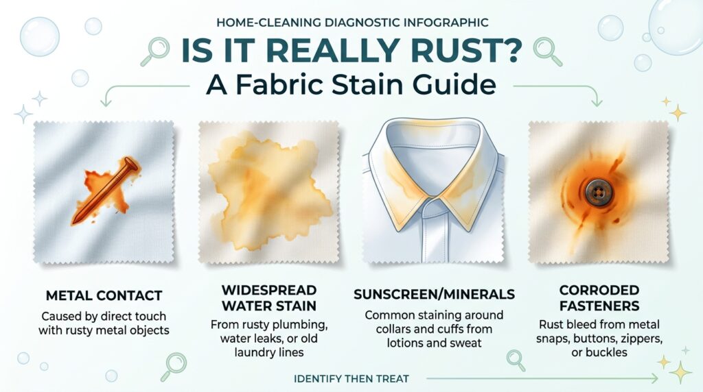 How to identify rust stains on clothes