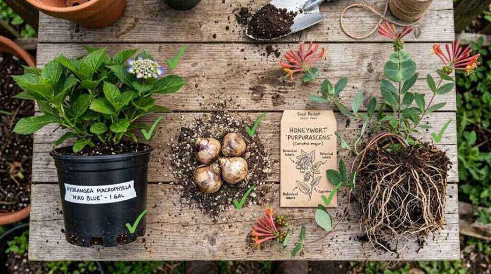 how to buy healthy flowers that start with h at a nursery.