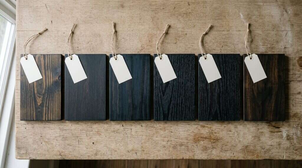 black wood stain undertones on pine birch poplar oak and walnut