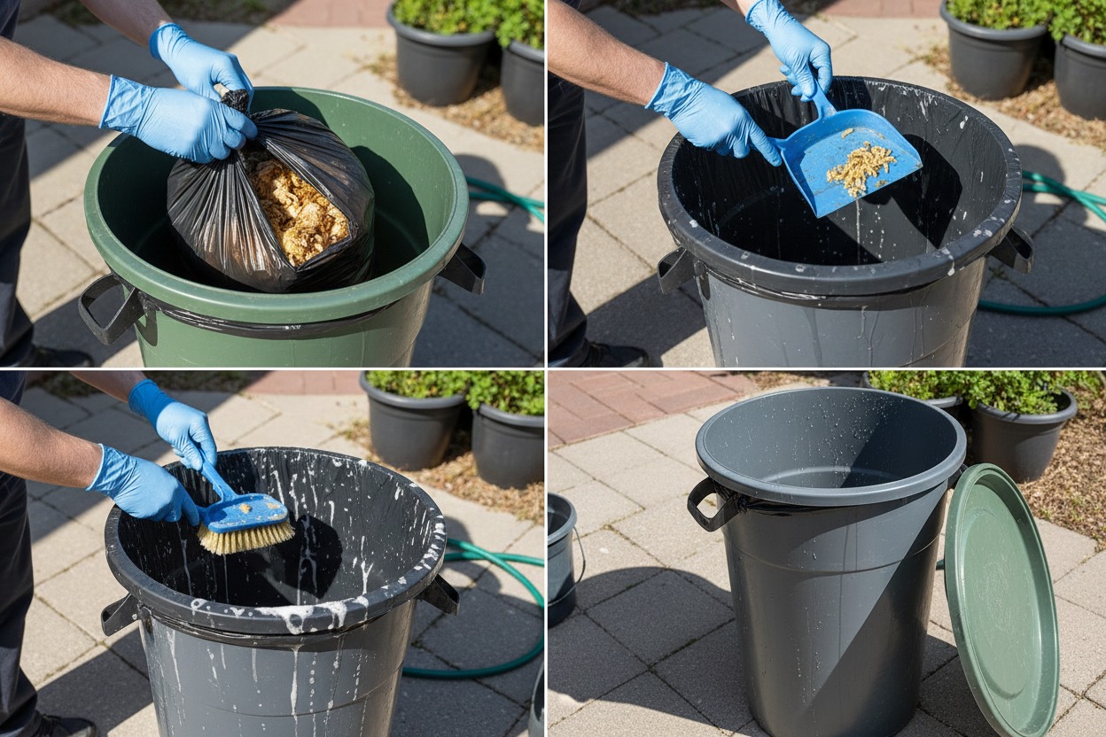 How to kill maggots in trash can with a safe cleaning sequence