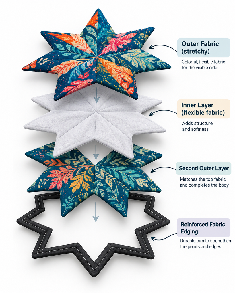 Diagram showing the layered construction of a fabric Flow Star