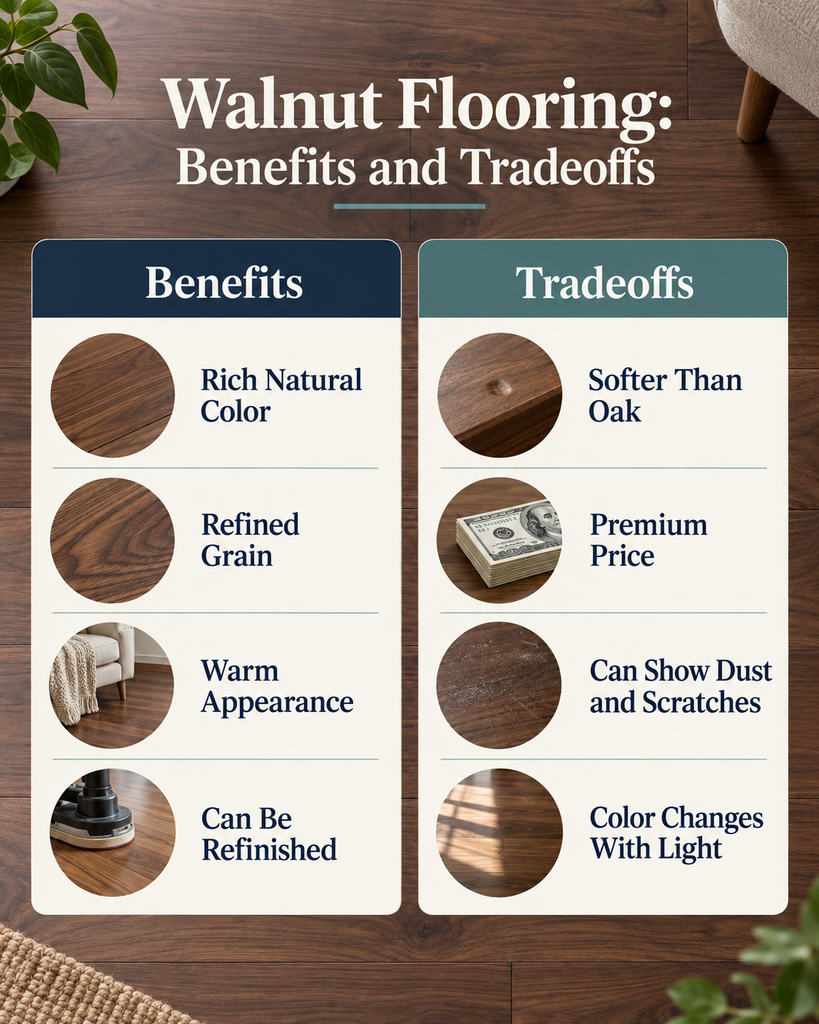 Pros and cons of American walnut hardwood flooring