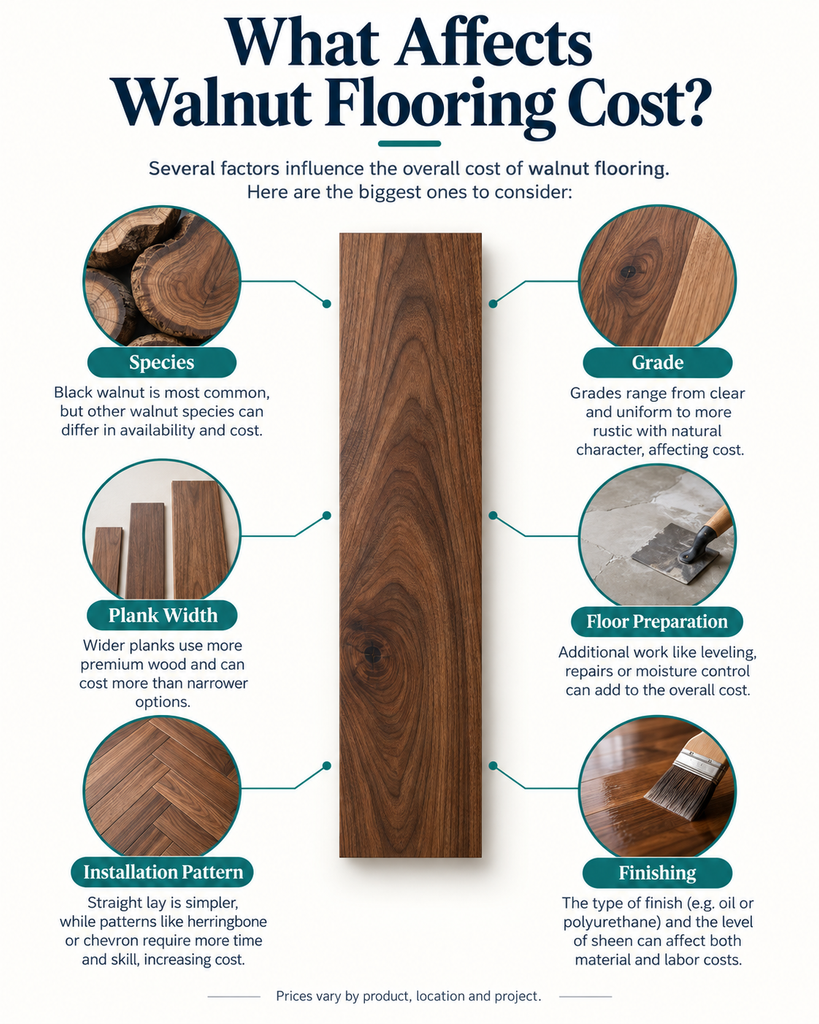 Factors that affect the total cost of walnut hardwood flooring