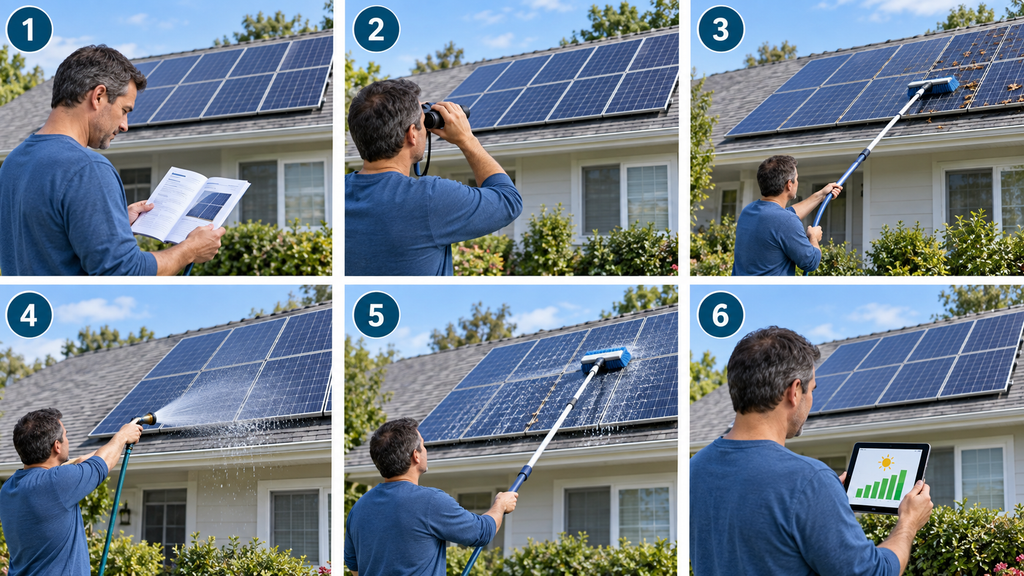 How to Clean Solar Panels on a Roof From the Ground